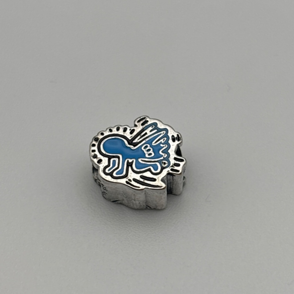 Radiant Angel Charm - Silver/Blue - Keith Haring inspired